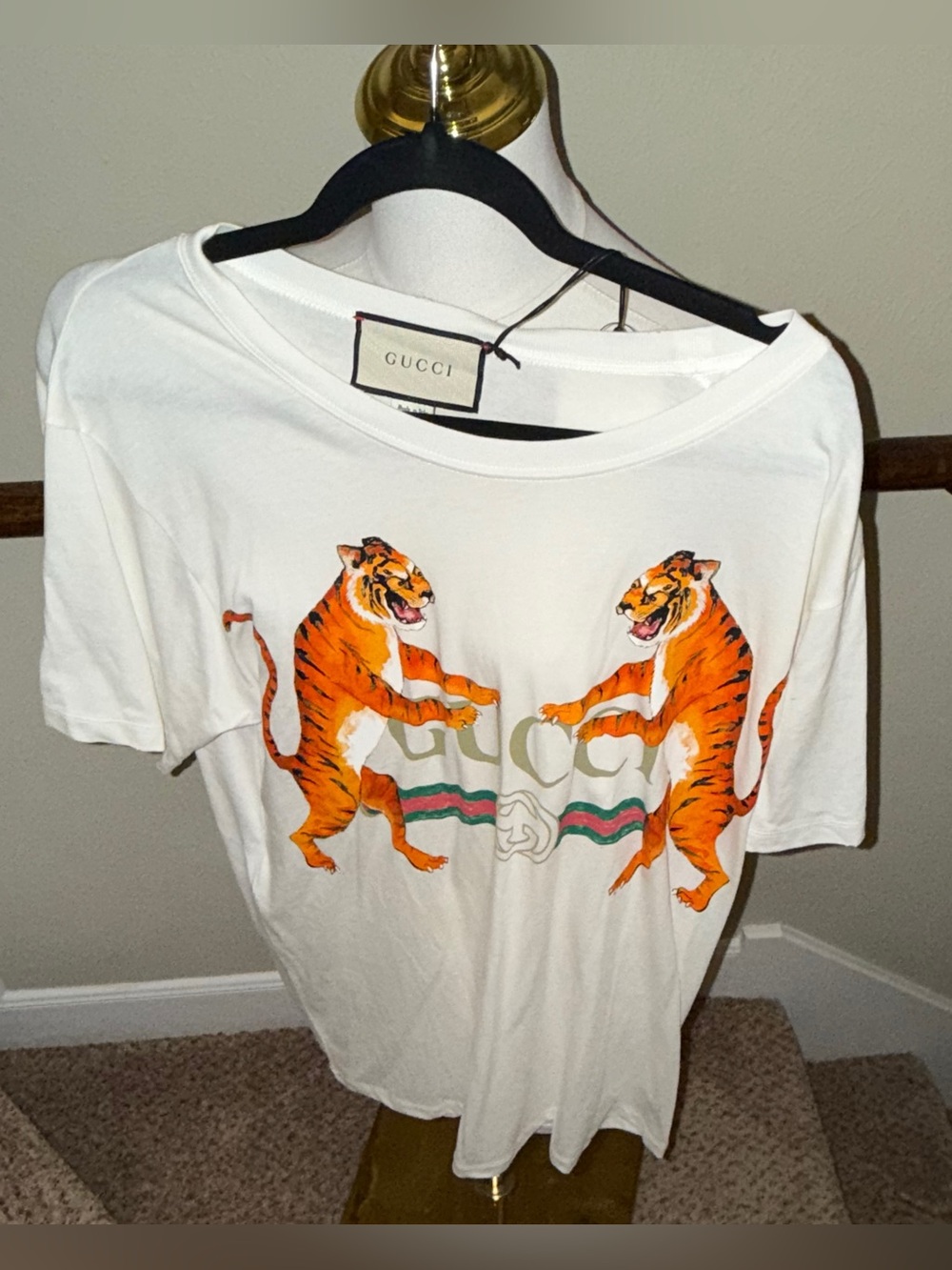 Brand New, With Tags, Gucci White Logo Tiger Graphic Tee, Size Small - Picture 3 of 5